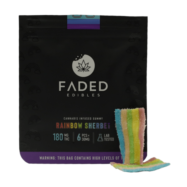 Faded Edibles – Rainbow Sherbet – 180mg | Naked Cannabis Canada