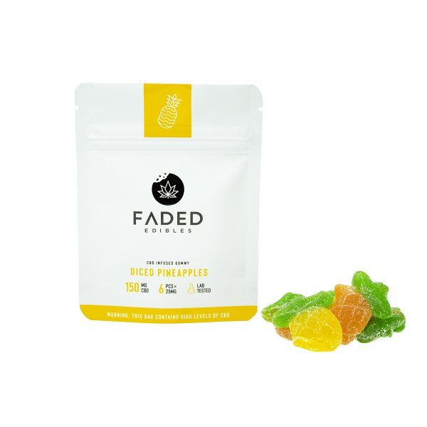 Faded Edibles – CBD 150mg Diced Pineapples | Naked Cannabis Canada