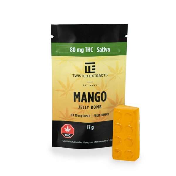 Twisted Extracts- Mango Jelly bomb – SATIVA – 80MG THC | Naked Cannabis Canada