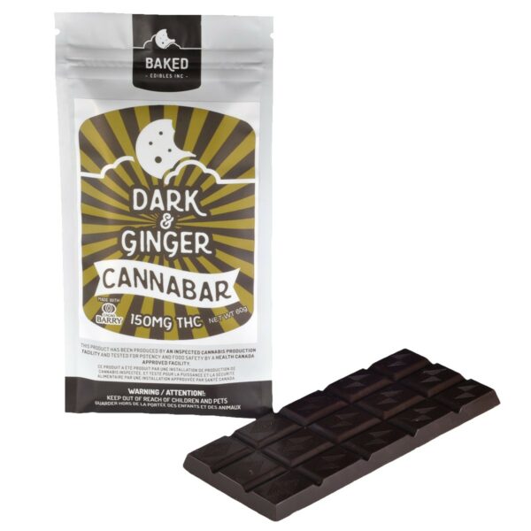 Baked Edibles – Chocolate Bar – Dark & Ginger 150mg THC | Naked Cannabis Canada