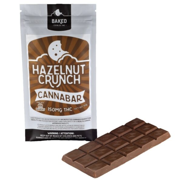Baked Edibles – Chocolate Bar – Hazelnut Crunch 150mg THC | Naked Cannabis Canada
