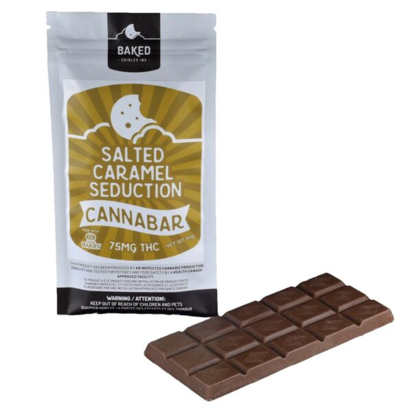 Baked Edibles – Chocolate Bar – Salted Caramel Seduction 75mg THC | Naked Cannabis Canada