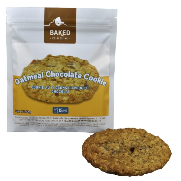 Baked Edibles – Cookie – Oatmeal Chocolate 15mg THC | Naked Cannabis Canada