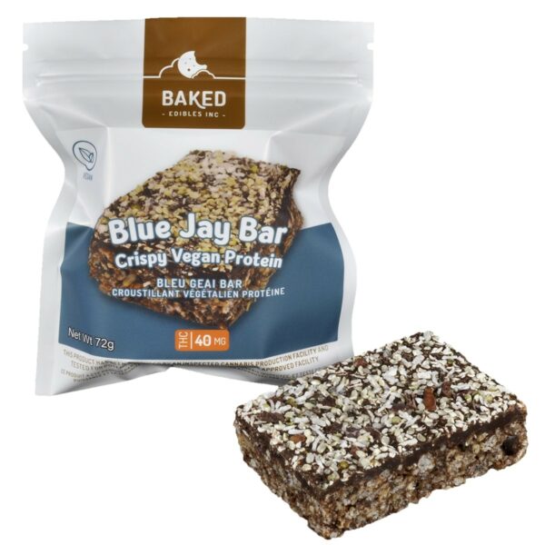 Baked Edibles – Crispy Vegan Blue Jay Bar 40mg THC | Naked Cannabis Canada