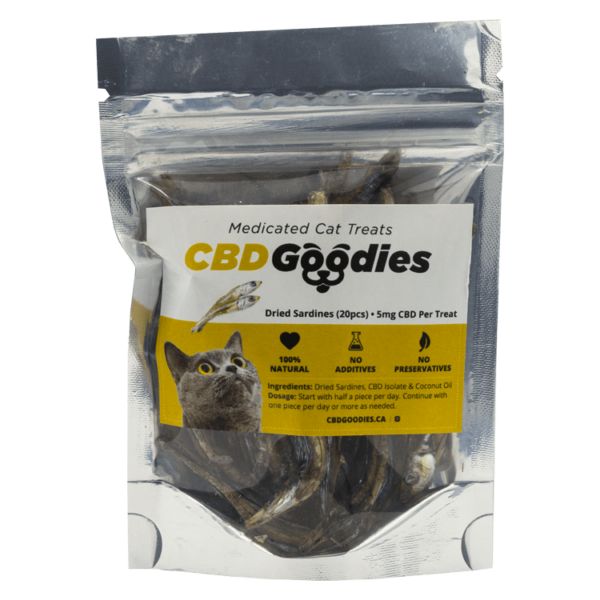 CBD Goodies – Medicated Cat Treats – Dried Sardines – 100mg CBD | Naked Cannabis Canada