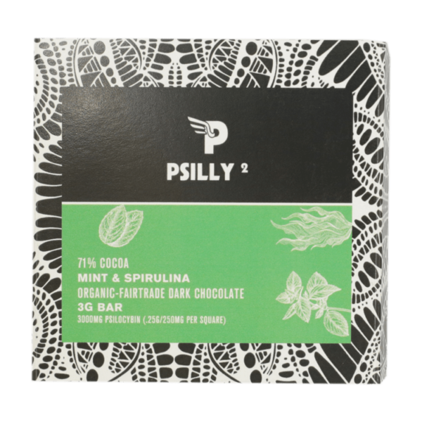 Psilly – Dark Chocolate Bar – Mint & Spirulina | Naked Cannabis Canada