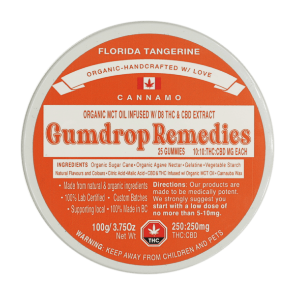 Gumdrop Remedies – Florida Tangerine 1:1 Gummies – 250mg THC/250mg CBD | Naked Cannabis Canada