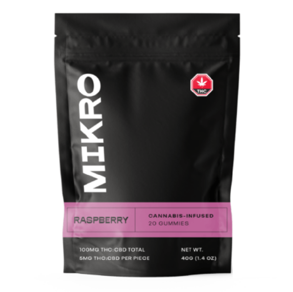 Mikro – 1:1 THC/CBD Gummies – 100mg – Raspberry | Naked Cannabis Canada