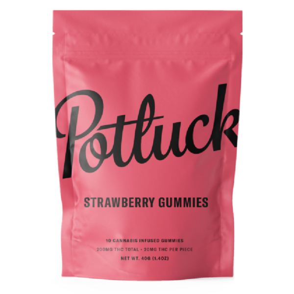 Potluck Extracts – Strawberry Gummies – 200mg THC | Naked Cannabis Canada