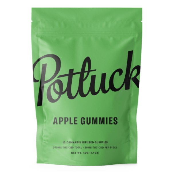 Potluck Extracts – Apple Gummies (1:1) – 100mg THC / 100mg CBD | Naked Cannabis Canada
