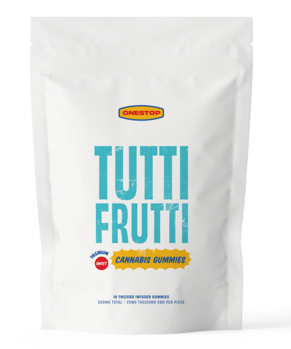 OneStop – Tutti Frutti 1:1 Gummies – 250mg THC / 250mg CBD | Naked Cannabis Canada
